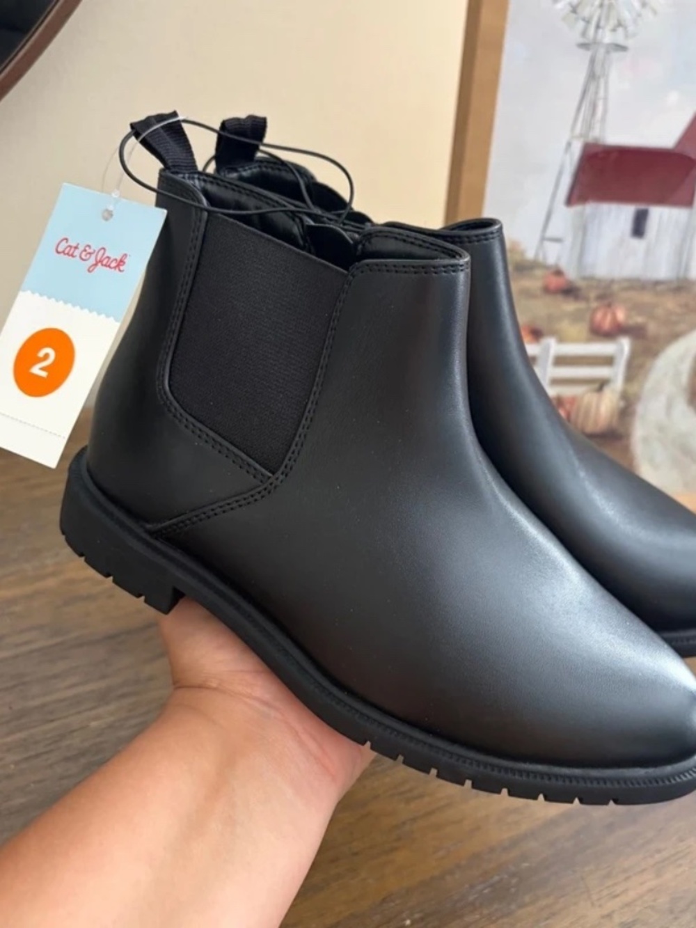 Cat & Jack Black Ankle Boots size Youth 2